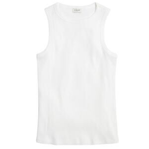 NWT J.Crew Factory White Ribbed High-Neck Tank Top XXS Cotton Blend